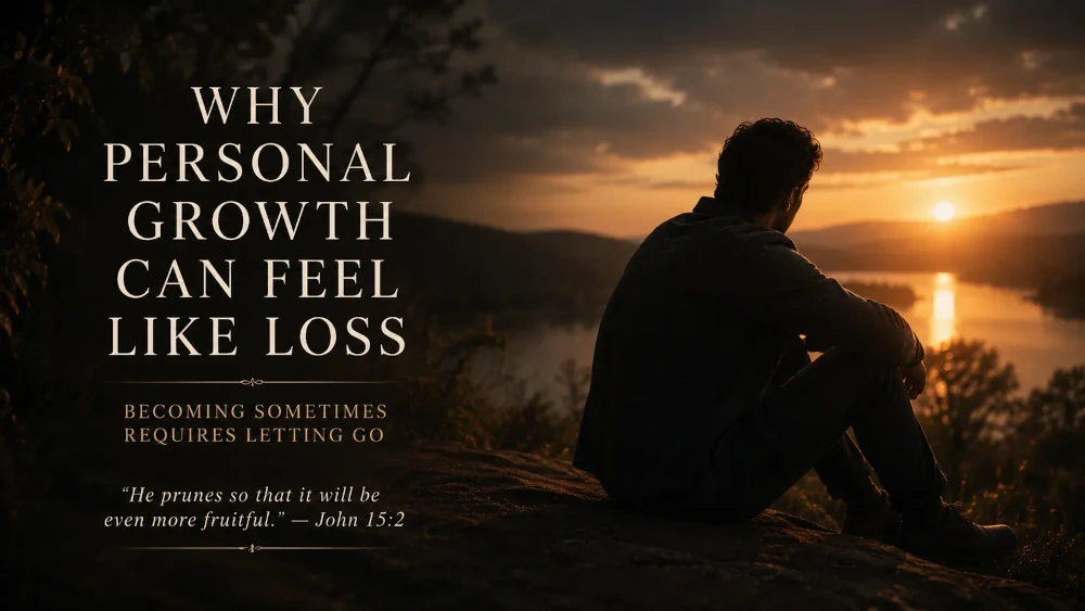 A quiet reflective scene symbolizing grief, letting go, and personal growth during a season of becoming.